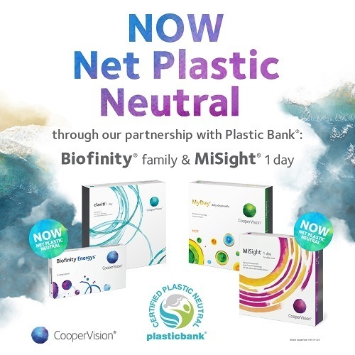 Biofinity family and MiSight 1 day are now net plastic neutral.