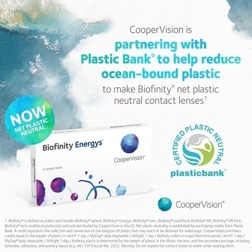 CooperVision is partnering with Plastic Bank to make Biofinity lenses net plastic neutral.
