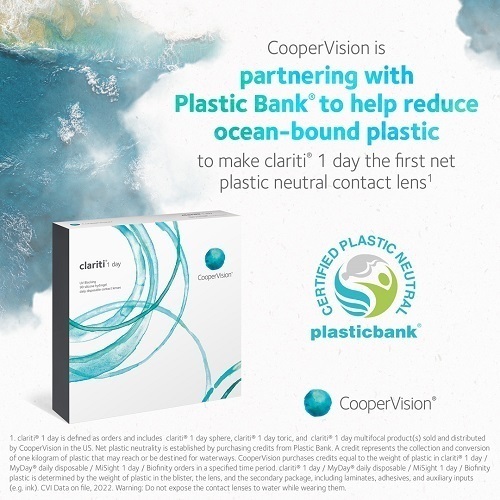 CooperVision is partnering with Plastic Bank to make clariti lenses net plastic neutral.