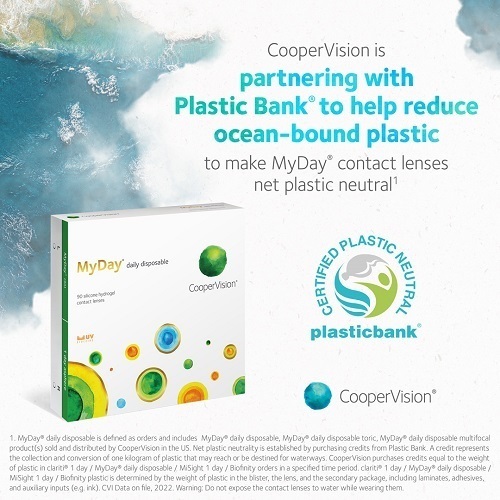 CooperVision is partnering with Plastic Bank to make MyDay lenses net plastic neutral.