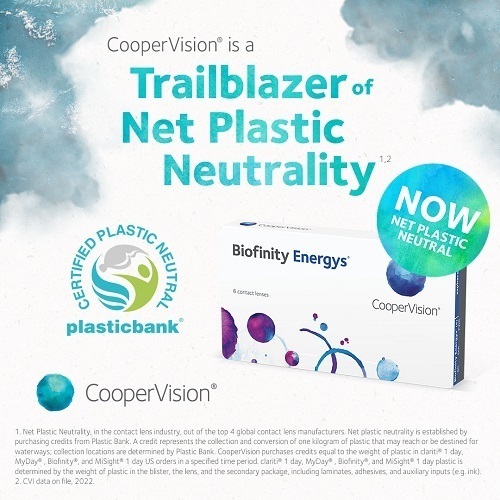 CooperVision is a trailblazer of net plastic neutrality Biofinity social post.