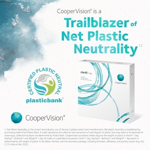 CooperVision is a trailblazer of net plastic neutrality clariti social post.