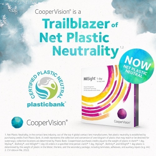 CooperVision is a trailblazer of net plastic neutrality MiSight social post.