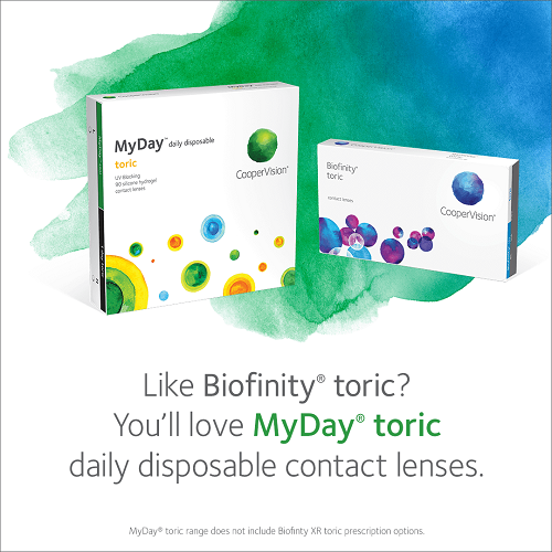 Like Biofinity toric? You'll love Myday toric daily disposable contact lenses.