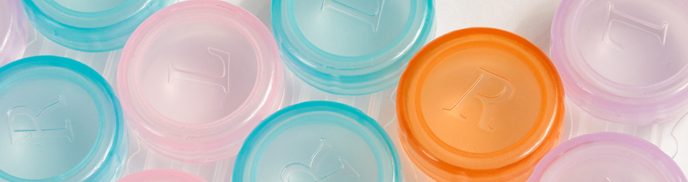 colorful contact lens cases.