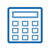 prescription calculator icon in the color blue