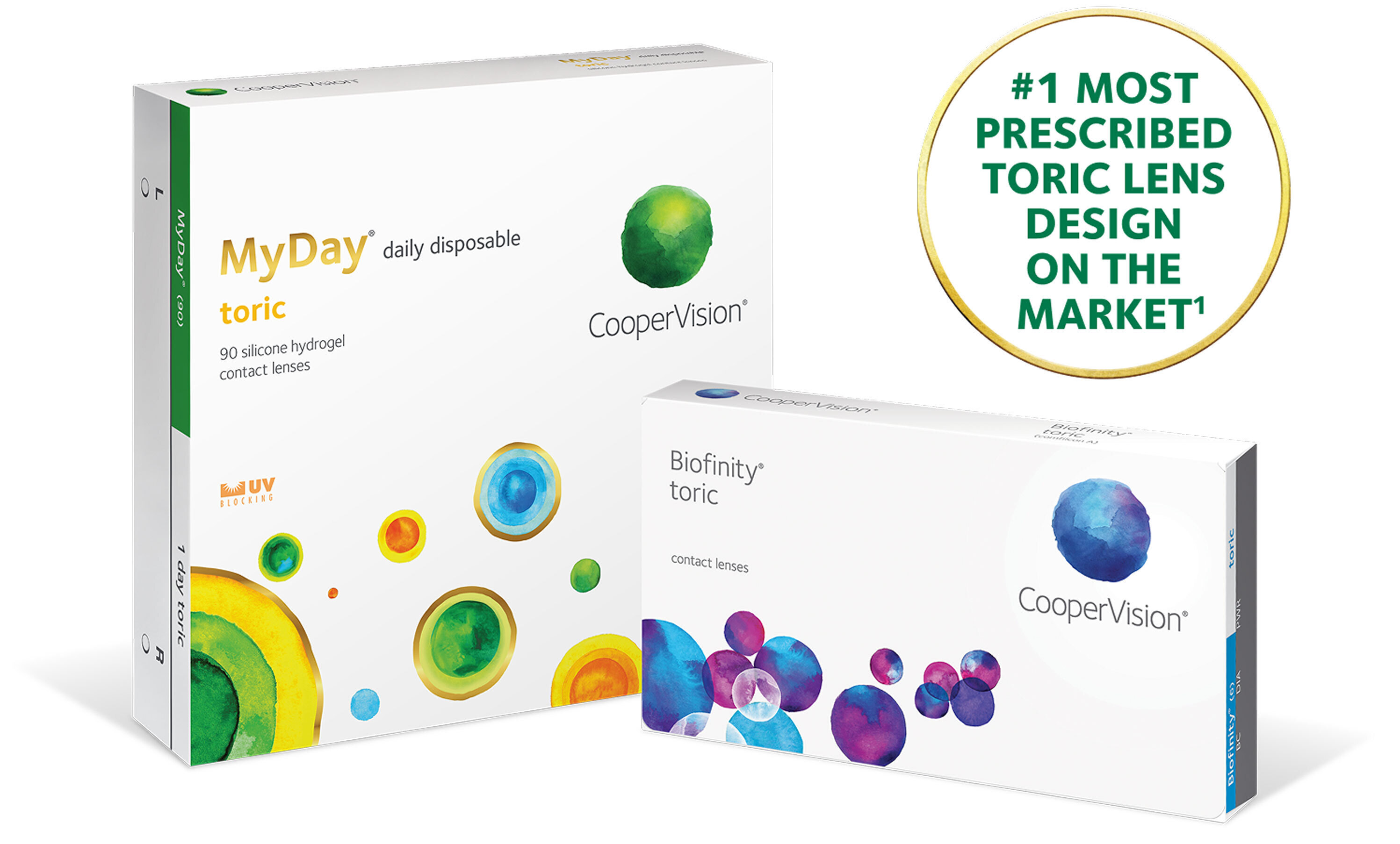 MyDay and Biofinity toric box shots with burst: #1 Most Prescribed Toric Lenses on the Market 1
