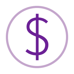 Illustrated icon of a dollar sign in a circle.