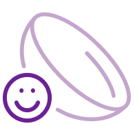 Illustration of a MiSight® lens and a smiley face.