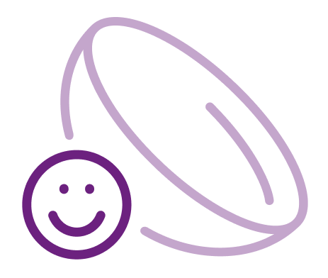 Illustration of a MiSight® lens and a smiley face.