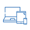 mobile, desktop, and tablet icon in the color blue