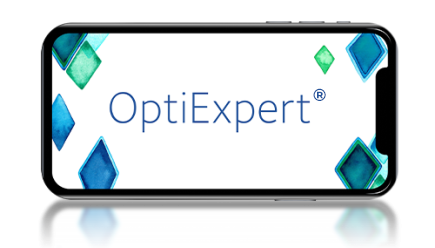 OptiExpert App on the phone, horizontal layout