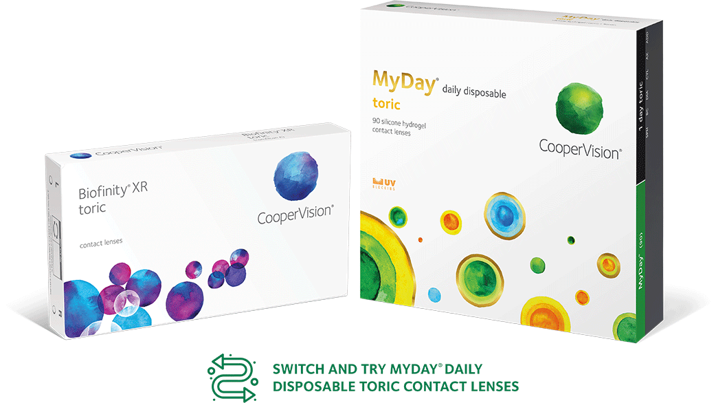 Biofinity® toric contact lens for astigmatism and MyDay® daily disposable toric contact lenses for astigmatism