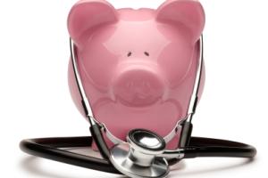 piggy bank with a stethoscope.