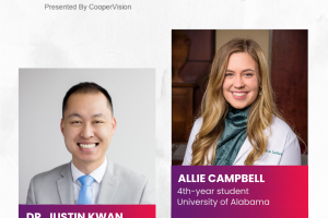 Headshots of Dr. Justin Kwan and University of Alabama at Birmingham School of Optometry Student Allie Campbell.