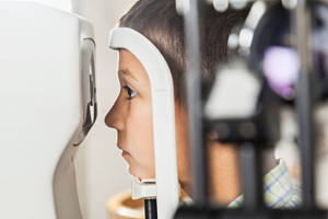 child during an eye exam