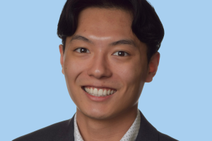 Cropped headshot of Myopia Collective Student Change Agent Chris Kang with blue background
