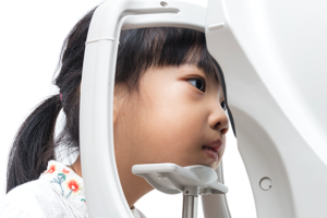 girl in an eye exam