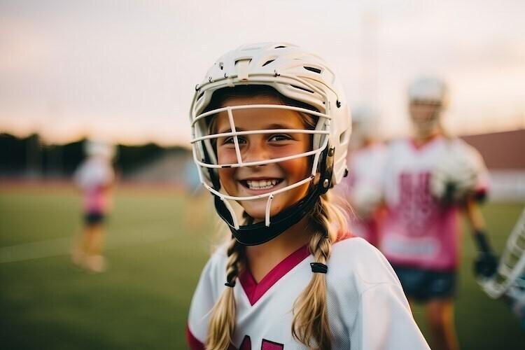 girl wearing lacross helmet smiling (large)