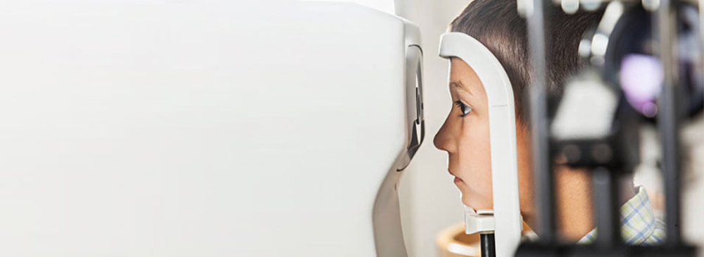 Boy getting an eye exam