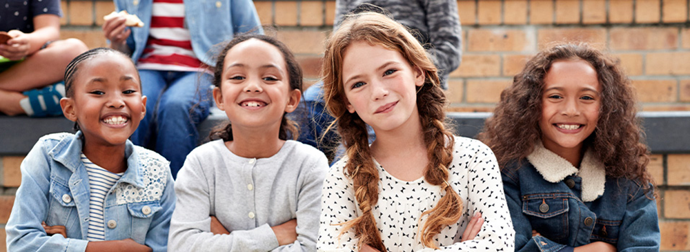 Kids hanging out at school