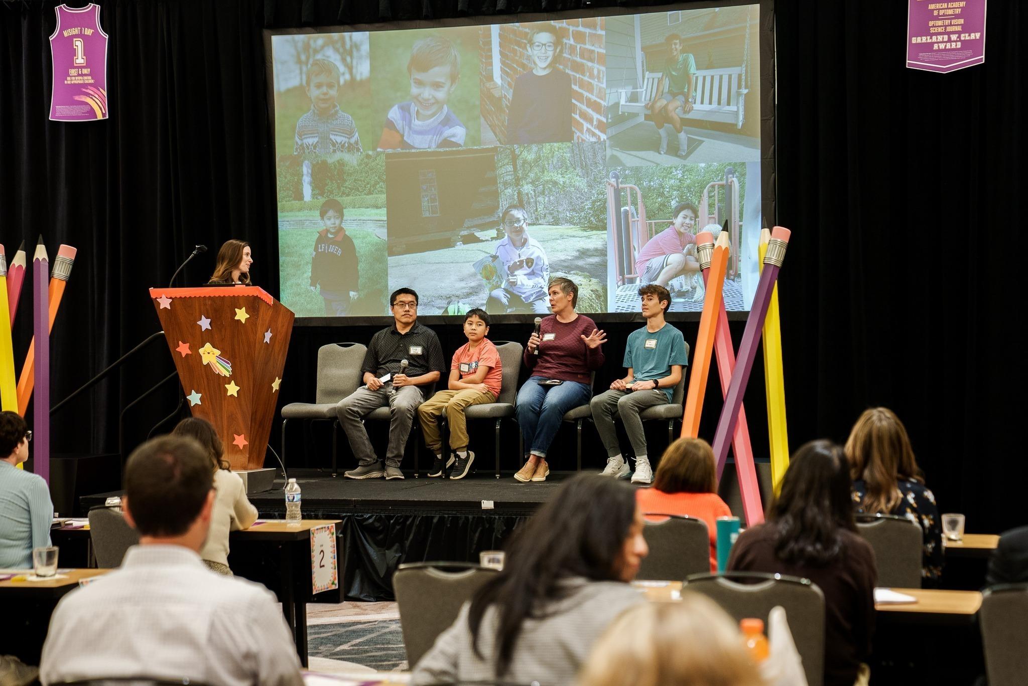 a panel that featured interviews with both parents and children at the Myopia Luminaries Forum