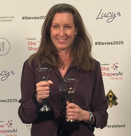 Medium shot of Jennifer Lambert of CooperVision who won Stevie Awards for women in business.