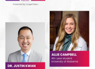 Headshots of Dr. Justin Kwan and University of Alabama at Birmingham School of Optometry Student Allie Campbell.